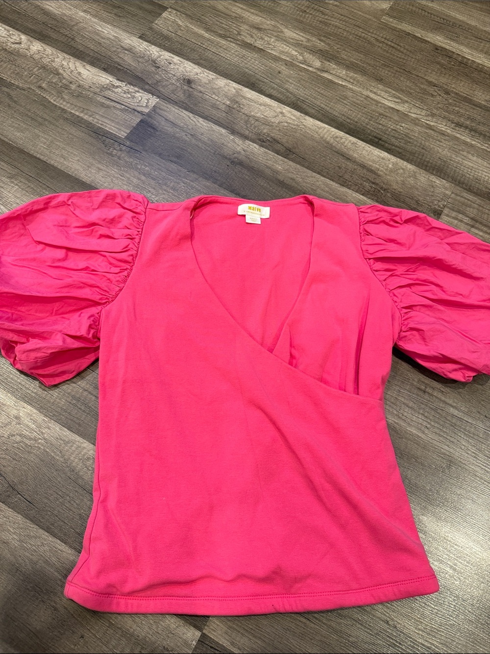 MAEVE Small Bright Pink Puff Sleeve Top